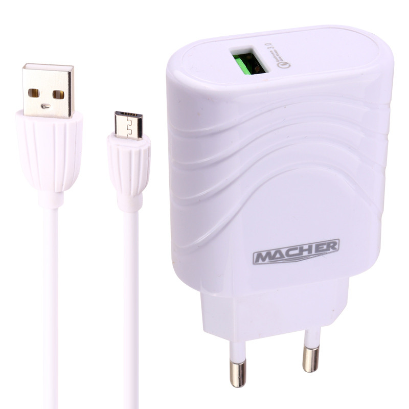 شارژر دیواری 12وات مچر مدل MR-47 به همراه کابل تبدیل microUSB