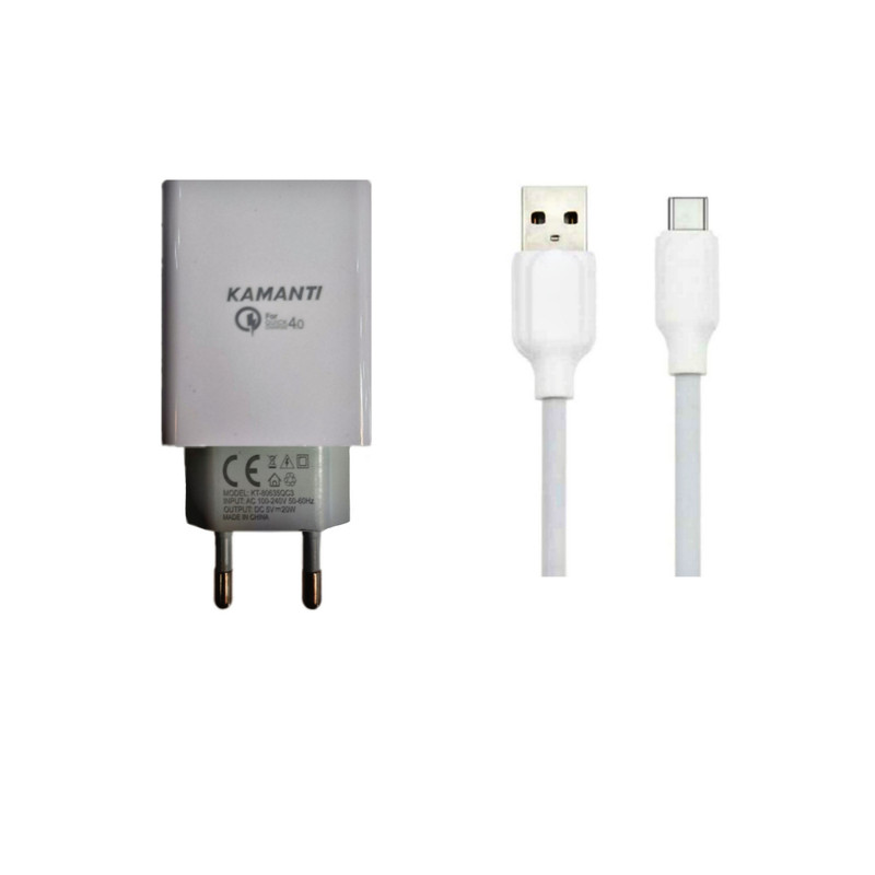 شارژر دیواری کامانتی مدل KT-35QC3 20w به همراه کابل تبدیل MicroUsb