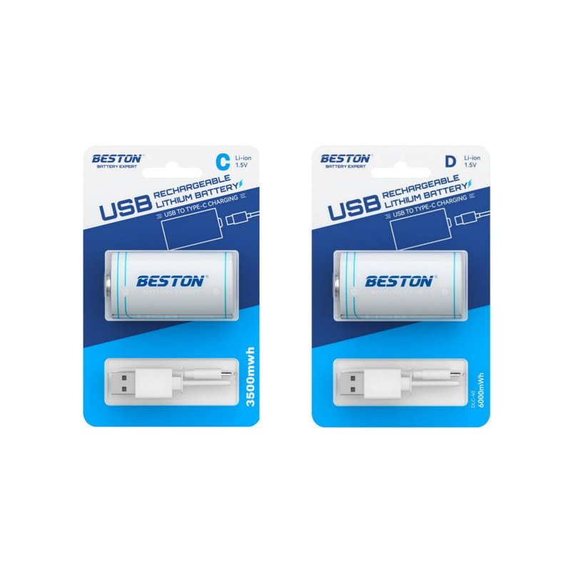 باتری قابل شارژ C/D بستون مدل USB-TYPE C بسته چهار عددی