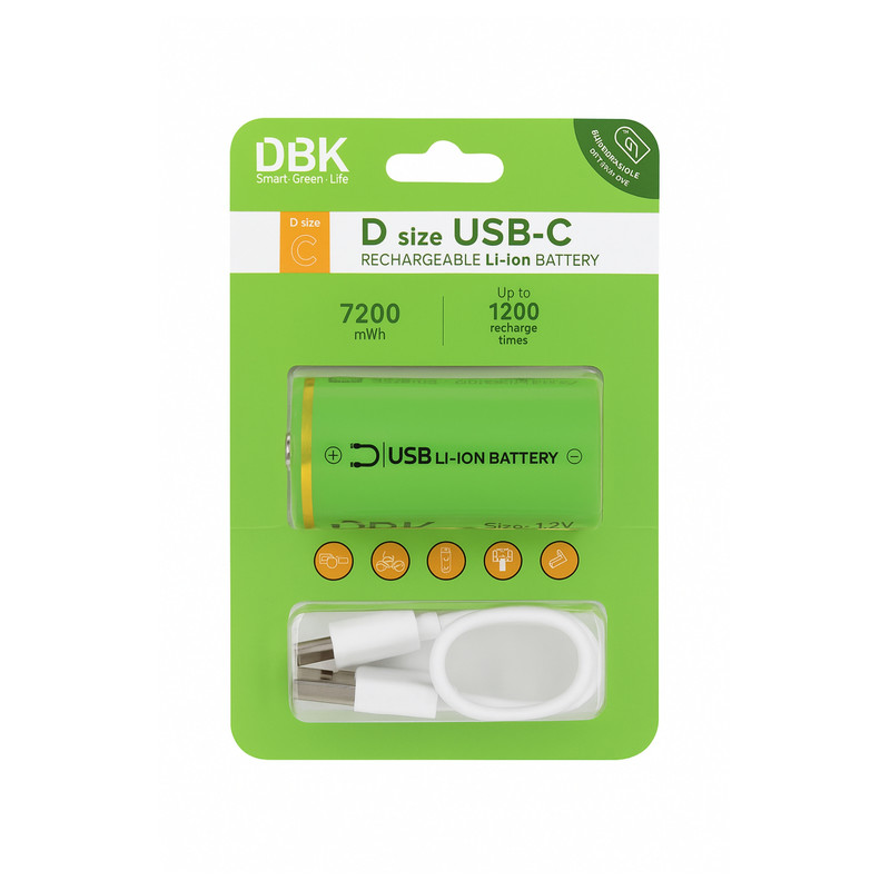 باتری D قابل شارژ دی بی کی مدل USB-C LI-ION