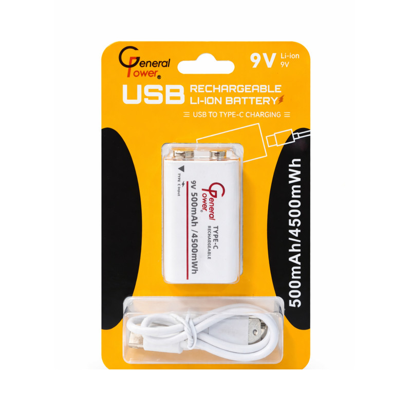 باتری کتابی قابل شارژ جنرال پاور مدل 9V-USB-TYPE C